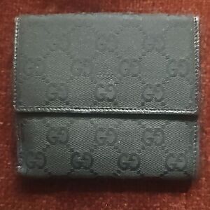 GUCCI W Hook Wallet GG Canvas ?~ Canvas ?~ Leather Authentic Used A1325